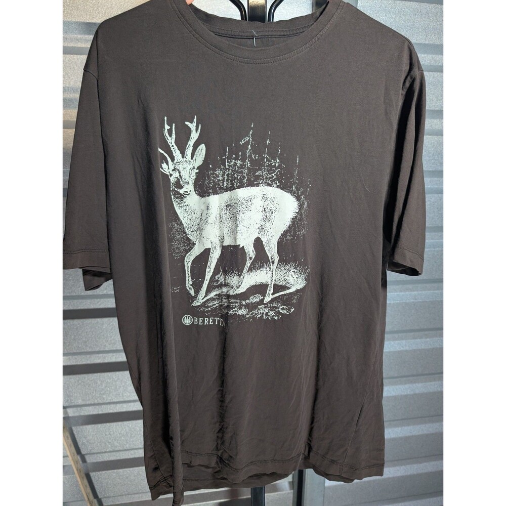 Beretta Hunting Deer Brown Shirt 100% cotton Size Large